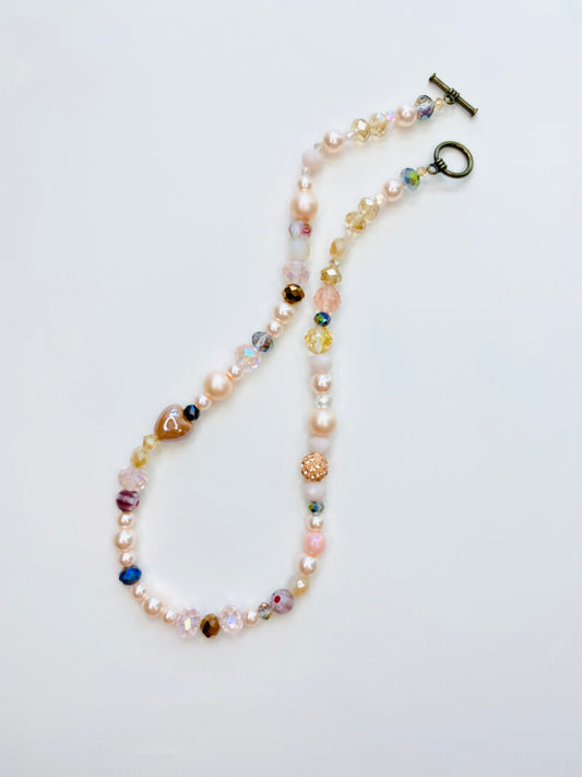 Neutral Tones Pearl & Sparkle Handmade Necklace