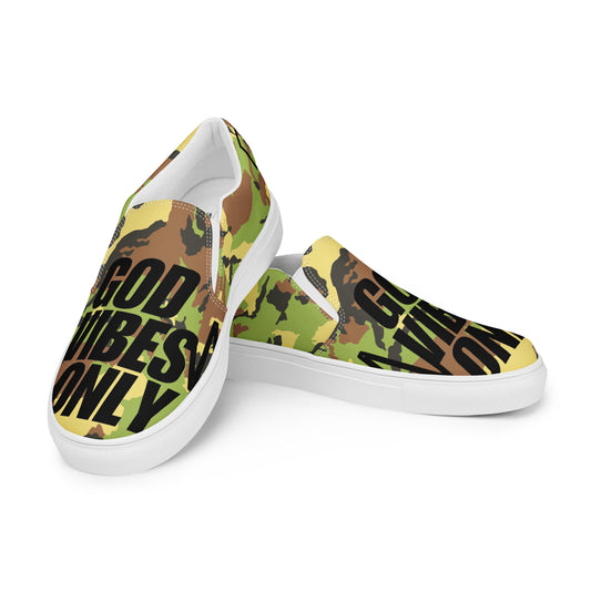 God Vibes Only Men’s slip-on canvas shoes